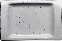 Porzellanserie "Granja" grau Platte flach eckig, 18 x 12 cm