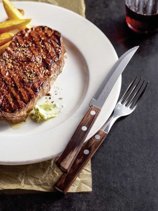 Steak-/Pizzabesteck "Churrasco" Gabel L: 20,5cm mahagoni (2)