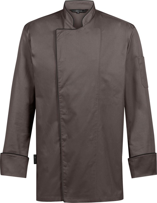 Kochjacke Herren, Armtasche, langarm, taupe Größe S (1)